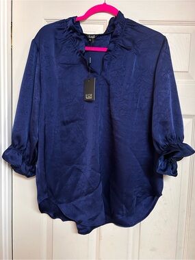 NWT - Lior Paris “Hailey” Satin Blouse in Jewel Blue